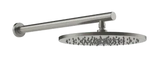 Верхний душ Gessi316, Ø300 мм, шарнирный, с настенным держателем 500 мм, с защитой от известкового налёта, цвет Steel Brushed