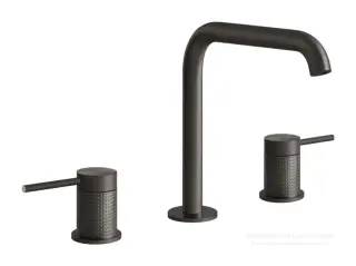 Смеситель для раковины Gessi 316, на 3 отверстия, без донного клапана, цвет Black Metal Brushed PVD