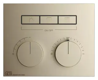 Термостат Gessi HI-FI, с кнопками вкл/выкл, до 3 функций одновременно, внешняя часть, ширина 200 мм, цвет Finox Brushed Nickel