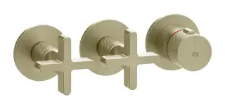 Термостат Gessi Inciso, встраиваемый, с 2 независимыми выходами, внешние части, цвет Brushed Brass PVD