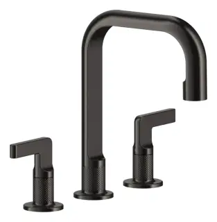 Смеситель для раковины Gessi Inciso, на 3 отверстия, средний, без донного клапана, цвет Black Metal Brushed PVD