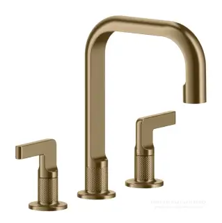Смеситель для раковины Gessi Inciso, средний, c донным клапаном, цвет Warm Bronze Brushed PVD
