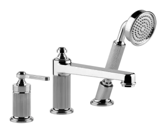 Смеситель для ванны Gessi Venti20, с изливом, дивертором, выдвижным ручным душем, цвет Chrome