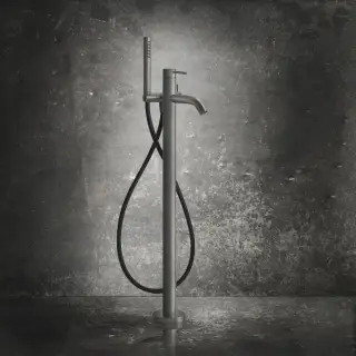 Смеситель для ванны Gessi 316, напольный, встраиваемый, с душевой лейкой, цвет Steel Brushed