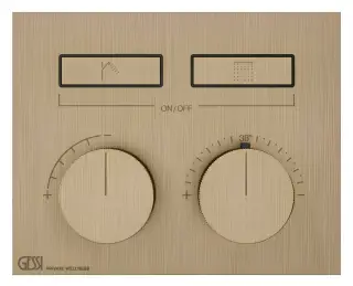Термостат Gessi HI-FI, до 2 функций одновременно, кнопка вкл/выкл, внешняя часть, цвет Warm Bronze Brushed PVD