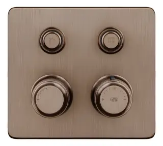 Термостат Gessi HI-FI Eclectic, встраиваемый, до 2 функций одновременно, с кнопками вкл/выкл, внешняя часть, цвет Copper Brushed PVD
