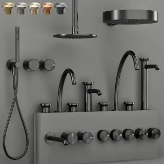 Термостат для душа Gessi Origini, встраиваемый, с 3 независимыми выходами, внешние части, цвет Warm Bronze Br. Pvd