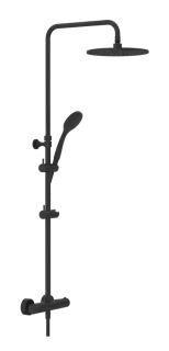 Душевая система Gessi Minimalistic Shower, настенный термостат, стойка с верхним душем Ø250 мм, автоматический переключатель, шланг, ручная лейка, цвет Matte Black