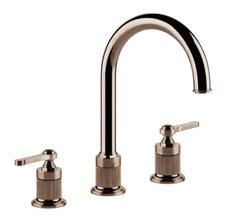 Смеситель для раковины Gessi Venti20, на 3 отверстия, зонтичный, без донного клапана, цвет Copper PVD