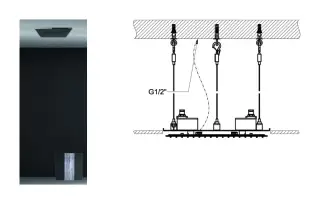Скрытая часть душевой системы Gessi Minimali 300x500 мм, с режимом Тропический ливень, цвет Mirror Steel