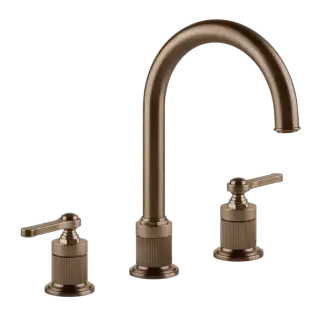 Смеситель для раковины Gessi Venti20, на 3 отверстия, зонтичный, без донного клапана, цвет Copper Brushed PVD