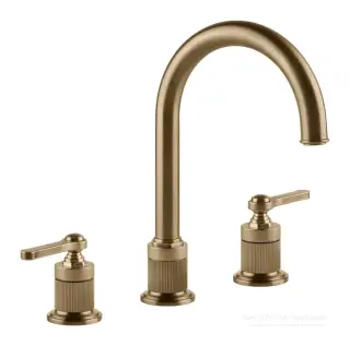 Смеситель для раковины Gessi Venti20, на 3 отверстия зонтичный, без донного клапана, цвет Warm Bronze Br. PVD