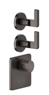 Термостат для душа Gessi Inciso, высокой производительности, на 2 независимых выхода, внешние части, цвет Black Metal Brushed PVD