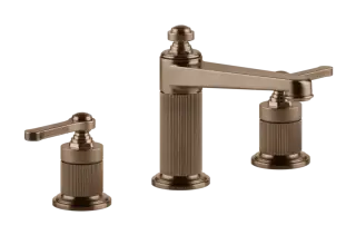 Смеситель для раковины Gessi Venti20, на 3 отверстия, средний, с донным клапаном, цвет Copper Brushed PVD