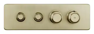 Термостат Gessi HI-FI, до 2 функций одновременно, с кнопками вкл/выкл, внешняя часть, цвет Brushed Brass PVD