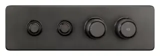 Термостат Gessi HI-FI Eclectic, встраиваемый, до 2 функций одновременно, с кнопками вкл/выкл, внешняя часть, ширина 400 мм, цвет Black Metal Brushed PVD
