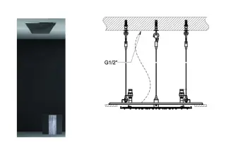 Скрытая часть душевой системы Gessi Minimali 500x500 мм, с режимом Тропический ливень, цвет Mirror Steel