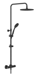 Душевая система Gessi Minimalistic Shower, настенный термостат, стойка с верхним душем Ø250 мм, автоматический переключатель, шланг, ручная лейка, цвет Aged Bronze