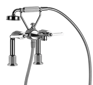 Cмеситель для ванны Gessi Venti20, на 2 отверстия, c изливом, девиатором, держателем 