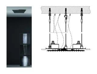 Скрытая часть душевой системы Gessi Minimali 300x500 мм, с режимами Тропический ливень, Водопад, Распыление, цвет Mirror Steel