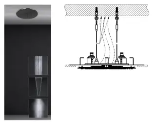Скрытая часть верхнего душа Gessi Minimali Ø500 мм, с режимами Тропический ливень, Водопад, Распыление, цвет Mirror Steel