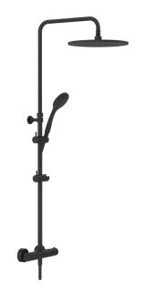 Душевая система Gessi Minimalistic Shower, настенный термостат, стойка с верхним душем Ø300 мм, автоматический переключатель, шланг, ручная лейка, цвет Matte Black