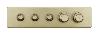 Термостат Gessi HI-FI, до 3 функций одновременно, с кнопками вкл/выкл, внешняя часть, цвет Brushed Brass PVD