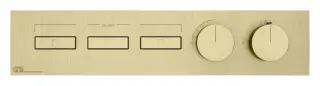 Термостат Gessi HI-FI, до 3 функций одновременно, с кнопками вкл/выкл, внешняя часть, ширина 455 мм, цвет Brushed Brass PVD