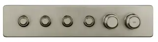 Термостат Gessi HI-FI Eclectic, встраиваемый, до 4 функций одновременно, с кнопками вкл/выкл, внешняя часть, цвет Finox Brushed Nickel