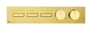Термостат Gessi HI-FI, до 3 функций одновременно, с кнопками вкл/выкл, внешняя часть, ширина 455 мм, цвет Gold PVD
