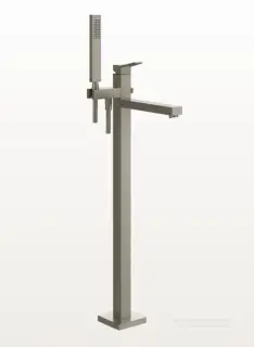 Cмеситель для ванны Gessi Rettangolo К, напольный, с душевой лейкой, внешняя часть, цвет Finox Brushed Nickel
