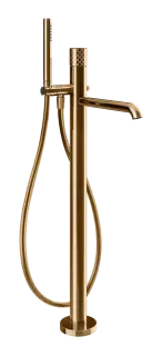 Смеситель для ванны Gessi Habito, напольный, h1069 мм, с ручным душем и переключателем, внешняя часть, цвет Warm Bronze PVD