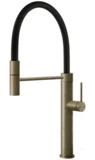 Cмеситель для кухни Gessi 316, полупрофессиональный, поворотный, с выдвижным душем, h480х269 мм, цвет Warm Bronze Brushed