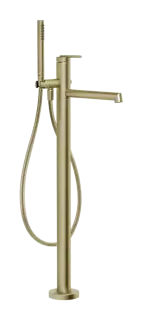 Смеситель для ванны Gessi Ingranaggio, напольный, с ручным душем, встраиваемый, цвет Brass Brushed PVD