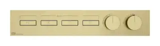 Термостат Gessi HI-FI, встраиваемый, до 4 функций одновременно, с кнопками вкл/выкл, внешняя часть, цвет Brushed Brass PVD