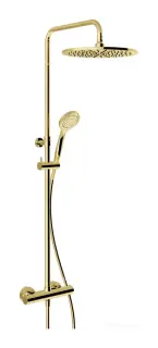 Душевая колонна Gessi Minimalistic Shower, h1142 мм, термостат, верхний душ, ручная лейка, цвет Gold PVD