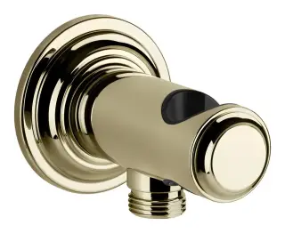 Шланговое подсоединение Gessi Venti20, со встроенным держателем ручной лейки и выводом воды, L-90 мм, цвет Brass PVD