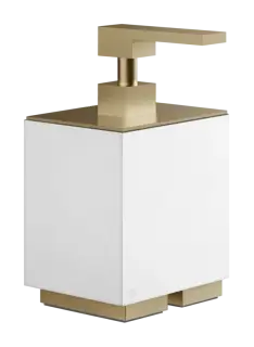 Дозатор для жидкого мыла Gessi Rettangolo, настольный, цвет White/Warm Bronze Brushed PVD