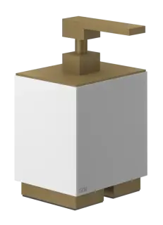 Дозатор для жидкого мыла Gessi Rettangolo, настольный, цвет White/Antique Brass