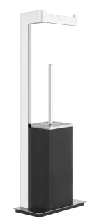 Стойка с бумагодержателем и ёршиком Gessi Rettangolo, h614 мм, напольная, цвет Black/Chrome