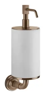 Дозатор для жидкого мыла Gessi Venti20, подвесной, с белой колбой, настенный, объём 300 мл, цвет Copper Brushed PVD