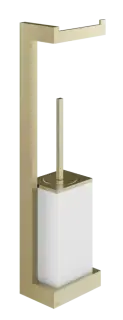 Cтойка с бумагодержателем и ёршиком Gessi Rettangolo, настенная, цвет Brushed Brass PVD