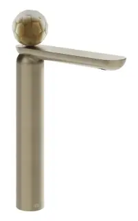 Смеситель для раковины Gessi Perle высокий, без донного клапана, с вентилем из муранского стекла Battuto Finox Brushed Nickel