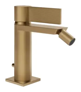 Смеситель для биде Gessi Inverso, с аэратором, донным клапаном, соединительными шлангами, Н-156 мм, цвет Warm Bronze Brushed PVD