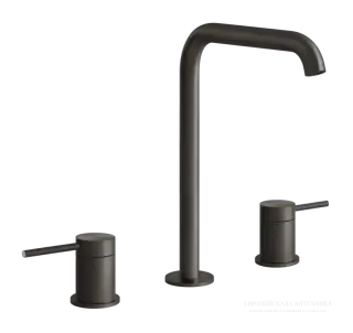 Cмеситель для раковины Gessi 316, на 3 отверстия, высокий, без донного клапана, цвет Black Metal Brushed PVD