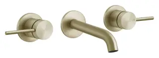 Cмеситель для раковины Gessi316, на 3 отверстия, излив средний, без донного клапана, внешние части, цвет Brushed Brass PVD