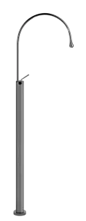 Смеситель для раковины Gessi Goccia, напольный, h1453 мм, с поворотным изливом 387 мм, без донного клапана, внешняя часть, цвет Black Metal GHRC