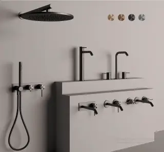 Смеситель для ванны Gessi 316, встраиваемый, на 2 выхода, излив, переключатель, цвет Matte Black