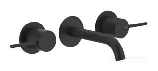 Cмеситель для раковины Gessi 316, на 3 отверстия, излив средний, без донного клапана, внешние части, цвет Matte Black