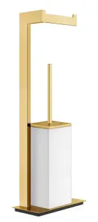 Cтойка напольная Gessi Rettangolo, с бумагодержателем и ёршиком, цвет White/Gold CCP